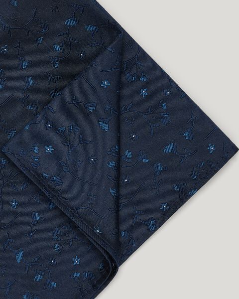 Tonal Floral Pocket Square, Navy, hi-res